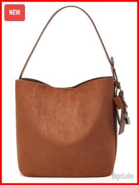 Faux Suede Shoulder Bag Bucket Handbag Crossbody Purse Tote Satchel